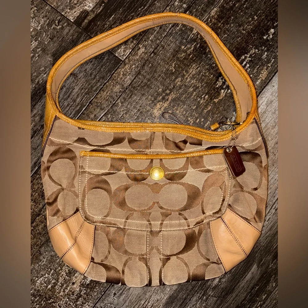 Coach Beige and Brown Shoulder Bag - Picture 1 of 4